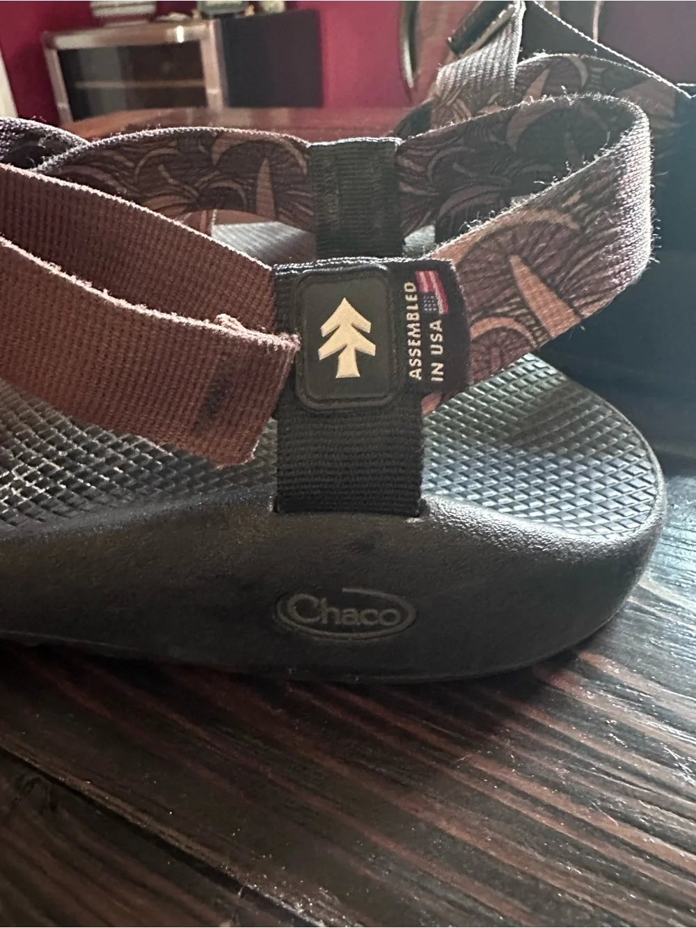Chaco x Huckberry Men's Brown Mushroom Patterned Strap Sandals with Gray Footbed